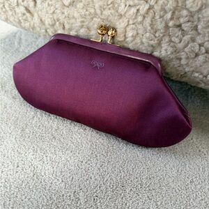 Anya Hindmarch Satin Plum Clutch